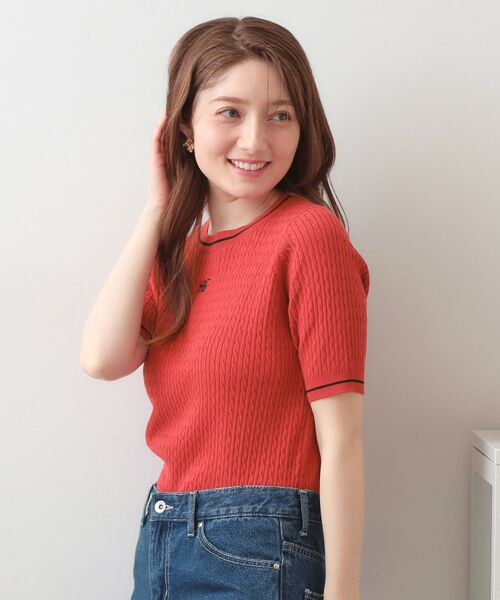 index / インデックス ニット・セーター | オーガニックコットン バイカラーケーブルニット【洗濯機OK・UVケア】 | 詳細5