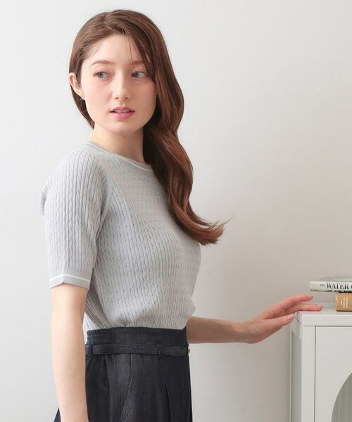 index / インデックス ニット・セーター | オーガニックコットン バイカラーケーブルニット【洗濯機OK・UVケア】 | 詳細9