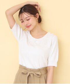 index / インデックス ニット・セーター | リボンレース衿リブニット【洗濯機OK／接触冷感】