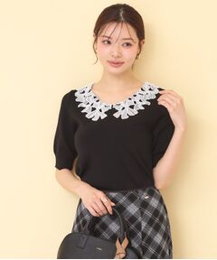 index / インデックス ニット・セーター | リボンレース衿リブニット【洗濯機OK／接触冷感】