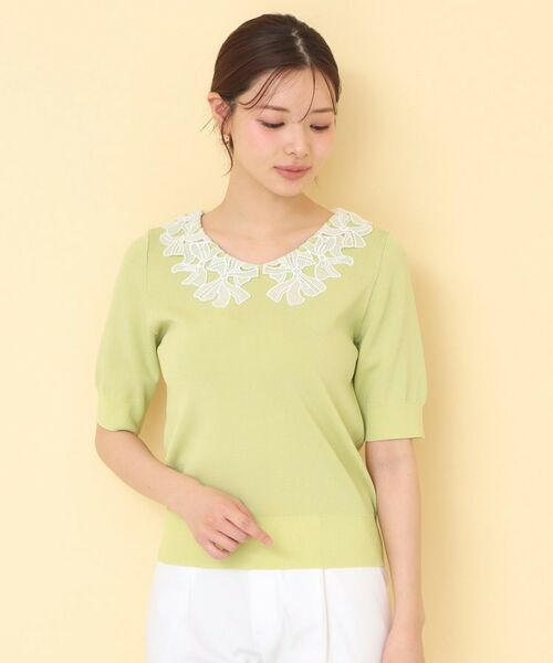 index / インデックス ニット・セーター | リボンレース衿リブニット【洗濯機OK／接触冷感】 | 詳細13