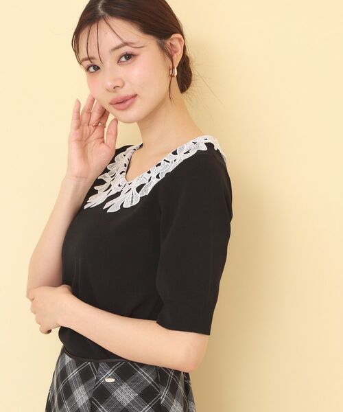 index / インデックス ニット・セーター | リボンレース衿リブニット【洗濯機OK／接触冷感】 | 詳細5