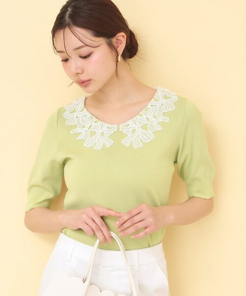 index / インデックス ニット・セーター | リボンレース衿リブニット【洗濯機OK／接触冷感】 | 詳細9