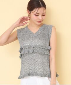 index / インデックス ニット・セーター | 透かし編みミニペプラムノースリーブニット【洗濯機OK】