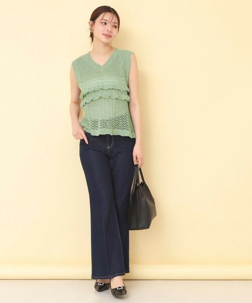 index / インデックス ニット・セーター | 透かし編みミニペプラムノースリーブニット【洗濯機OK】 | 詳細11