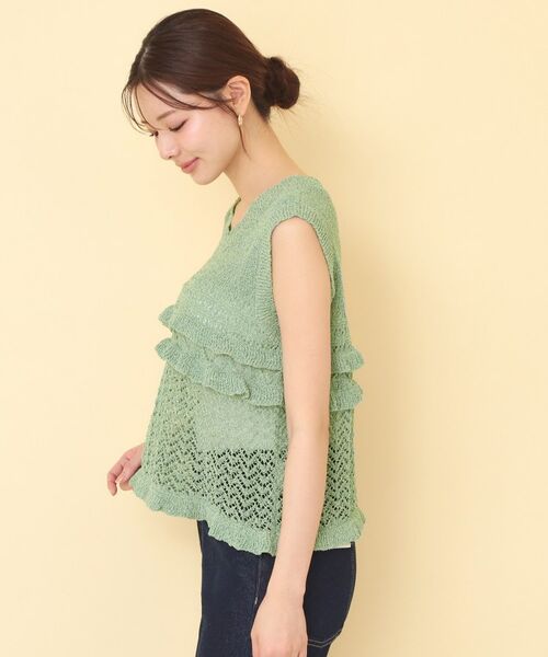 index / インデックス ニット・セーター | 透かし編みミニペプラムノースリーブニット【洗濯機OK】 | 詳細19