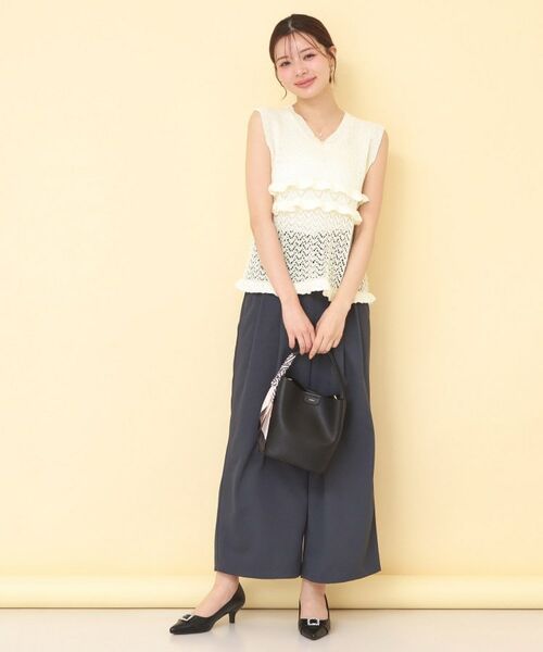 index / インデックス ニット・セーター | 透かし編みミニペプラムノースリーブニット【洗濯機OK】 | 詳細2