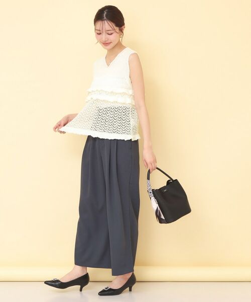 index / インデックス ニット・セーター | 透かし編みミニペプラムノースリーブニット【洗濯機OK】 | 詳細3