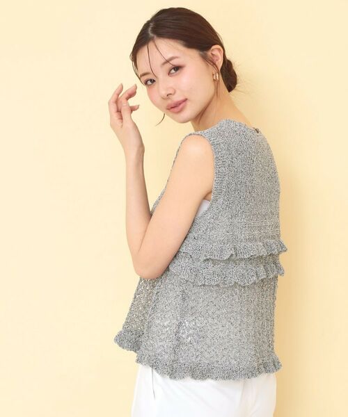 index / インデックス ニット・セーター | 透かし編みミニペプラムノースリーブニット【洗濯機OK】 | 詳細5