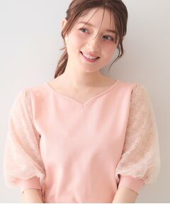 index / インデックス ニット・セーター | レーススリーブハートネックニット【洗濯機OK・UVケア・抗ピリング】