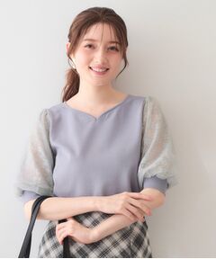 index / インデックス ニット・セーター | レーススリーブハートネックニット【洗濯機OK・UVケア・抗ピリング】