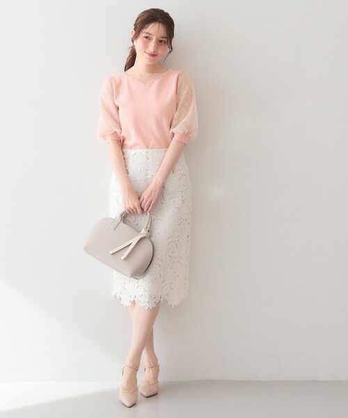 index / インデックス ニット・セーター | レーススリーブハートネックニット【洗濯機OK・UVケア・抗ピリング】 | 詳細10