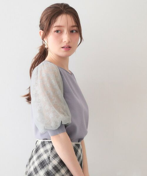 index / インデックス ニット・セーター | レーススリーブハートネックニット【洗濯機OK・UVケア・抗ピリング】 | 詳細13