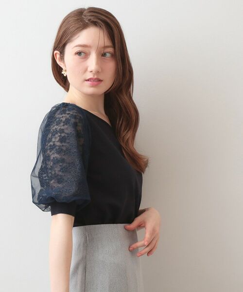 index / インデックス ニット・セーター | レーススリーブハートネックニット【洗濯機OK・UVケア・抗ピリング】 | 詳細17