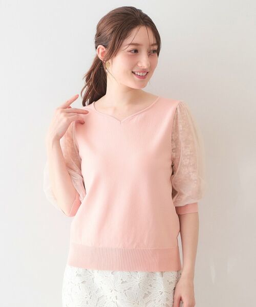 index / インデックス ニット・セーター | レーススリーブハートネックニット【洗濯機OK・UVケア・抗ピリング】 | 詳細21