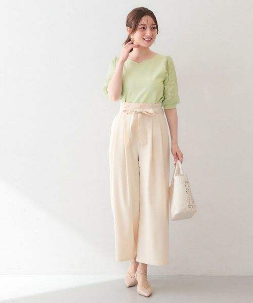 index / インデックス ニット・セーター | レーススリーブハートネックニット【洗濯機OK・UVケア・抗ピリング】 | 詳細6