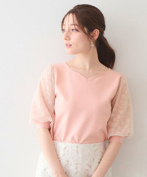 index / インデックス ニット・セーター | レーススリーブハートネックニット【洗濯機OK・UVケア・抗ピリング】 | 詳細9