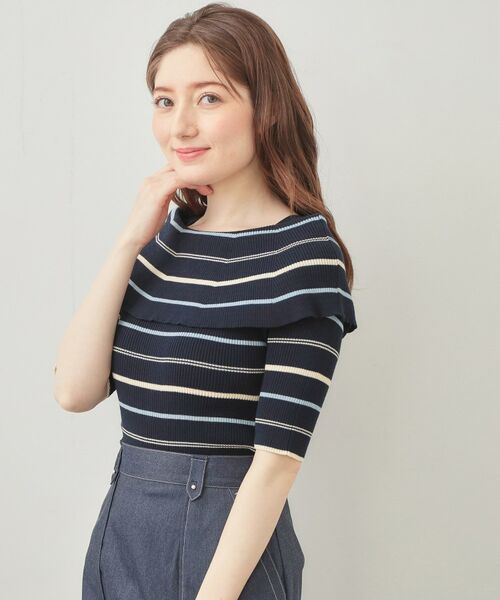 index / インデックス ニット・セーター | マルチボーダーオフショルニット【洗濯機OK】 | 詳細9