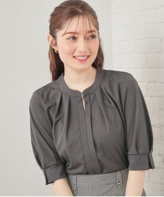 アセテートライクバンドカラートップス【洗濯機OK／吸水速乾／接触冷感／UVケア】