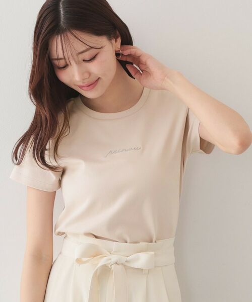 index / インデックス Tシャツ | フロントロゴ刺繍Tシャツ【洗濯機OK・接触冷感・UVケア】(グレージュ(850))