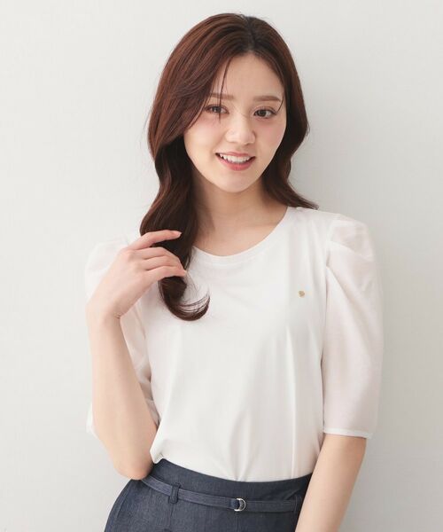 index / インデックス カットソー | シアータックスリーブドッキングTシャツ【洗濯機OK／UVケア／接触冷感】（オフホワイト(003)）