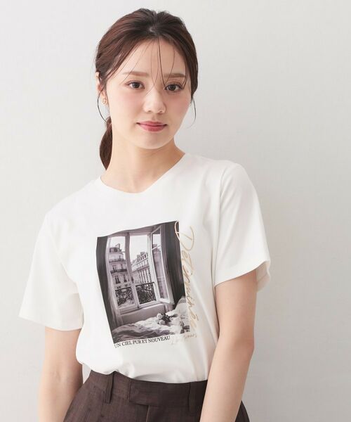 index / インデックス Tシャツ | 転写箔プリントTシャツ【洗濯機OK／接触冷感／UVケア】（オフホワイト(003)）