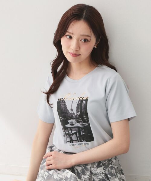 index / インデックス Tシャツ | 転写箔プリントTシャツ【洗濯機OK／接触冷感／UVケア】（サックスブルー(090)）