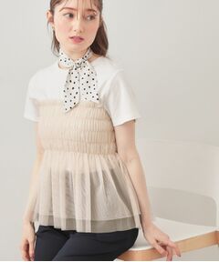 index / インデックス カットソー | チュールペプラムトップス【洗濯機OK・接触冷感・UVケア】