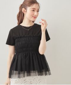 index / インデックス カットソー | チュールペプラムトップス【洗濯機OK・接触冷感・UVケア】