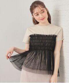 index / インデックス カットソー | チュールペプラムトップス【洗濯機OK・接触冷感・UVケア】