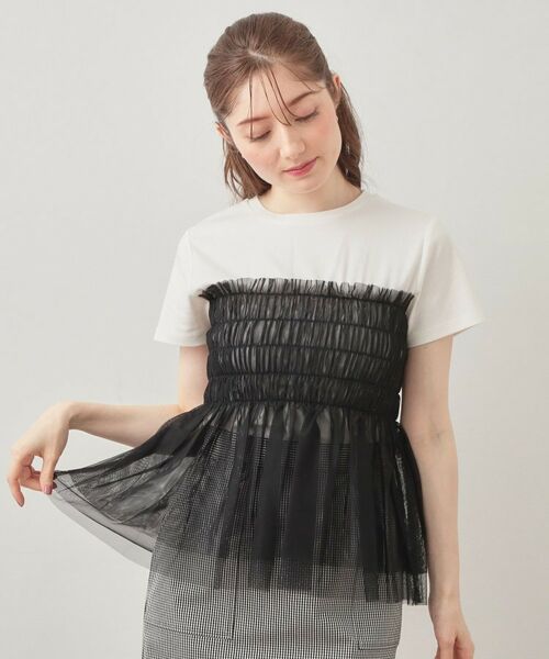 index / インデックス カットソー | チュールペプラムトップス【洗濯機OK・接触冷感・UVケア】 | 詳細1