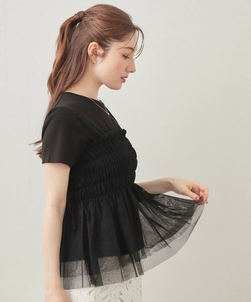 index / インデックス カットソー | チュールペプラムトップス【洗濯機OK・接触冷感・UVケア】 | 詳細13