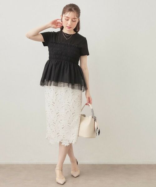 index / インデックス カットソー | チュールペプラムトップス【洗濯機OK・接触冷感・UVケア】 | 詳細14