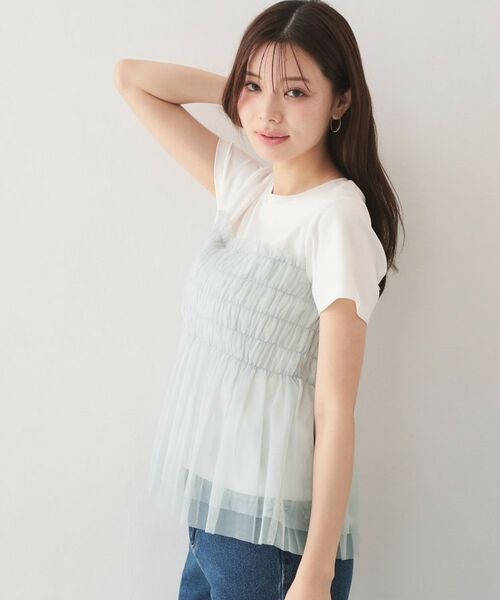 index / インデックス カットソー | チュールペプラムトップス【洗濯機OK・接触冷感・UVケア】 | 詳細9