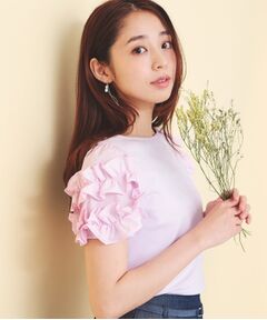 index / インデックス カットソー | フリルドッキングスリーブTシャツ【洗濯機OK／UVケア】