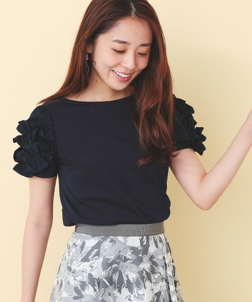 index / インデックス カットソー | フリルドッキングスリーブTシャツ【洗濯機OK／UVケア】 | 詳細10