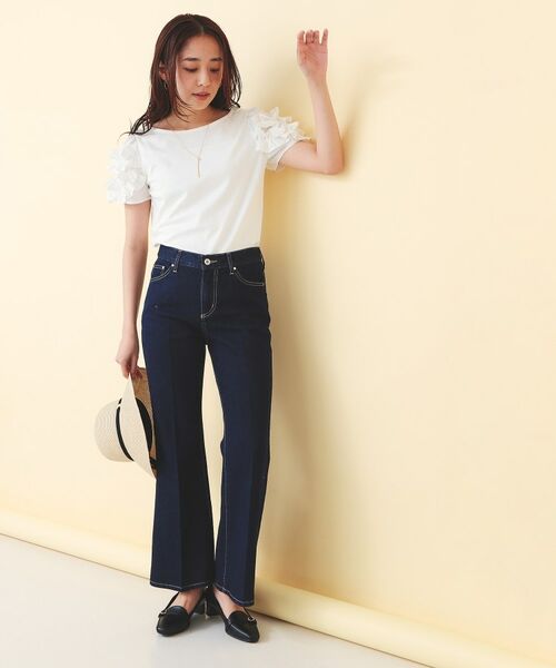 index / インデックス カットソー | フリルドッキングスリーブTシャツ【洗濯機OK／UVケア】 | 詳細3