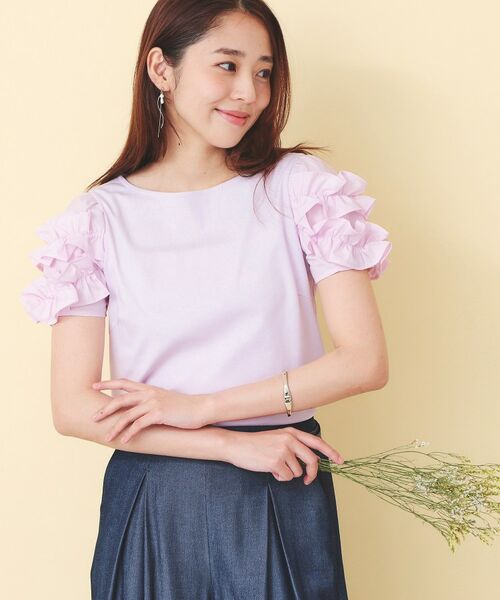 index / インデックス カットソー | フリルドッキングスリーブTシャツ【洗濯機OK／UVケア】 | 詳細5