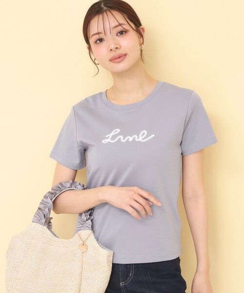index / インデックス Tシャツ | リボンテープロゴTシャツ【洗濯機OK/接触冷感/UVケア】(チャコールグレー(013))