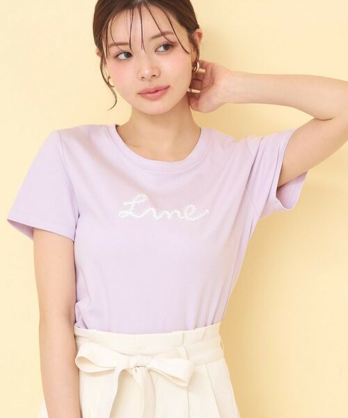 index / インデックス Tシャツ | リボンテープロゴTシャツ【洗濯機OK/接触冷感/UVケア】(ライトピンク(070))