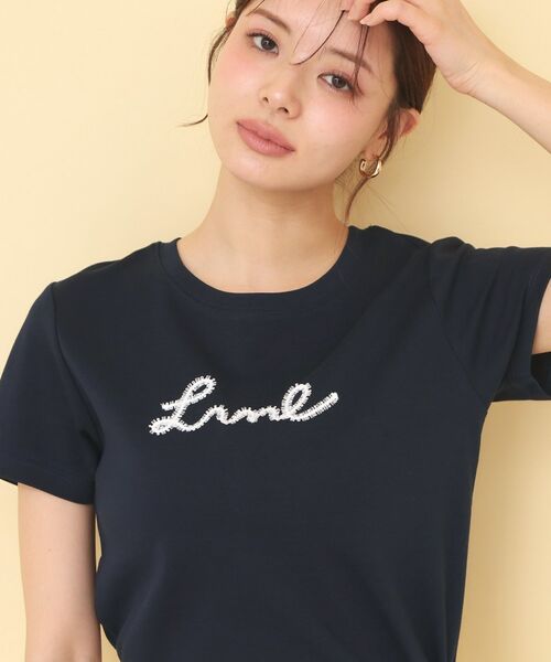 index / インデックス Tシャツ | リボンテープロゴTシャツ【洗濯機OK/接触冷感/UVケア】(ネイビー(894))