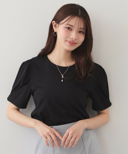 index / インデックス カットソー | ベアタックスリーブトップス【洗濯機OK／接触冷感／吸水速乾／透け防止／UVケア】（ブラック(819)）