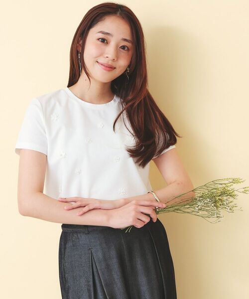 index / インデックス カットソー | スパンフラワーモチーフコンパクトT【洗濯機OK】 | 詳細1