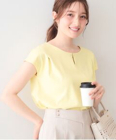 index / インデックス カットソー | ビジューキーネックフレンチトップス【洗濯機OK・接触冷感・UVケア】