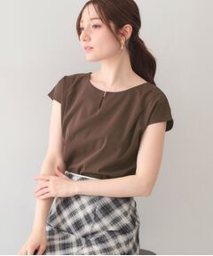 index / インデックス カットソー | ビジューキーネックフレンチトップス【洗濯機OK・接触冷感・UVケア】