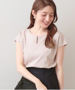 index / インデックス カットソー | ビジューキーネックフレンチトップス【洗濯機OK・接触冷感・UVケア】