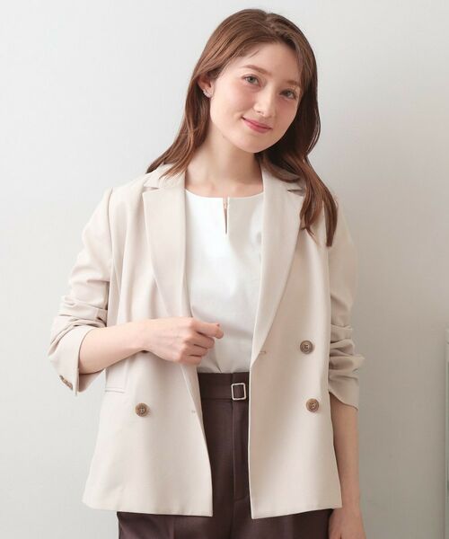 index / インデックス カットソー | ビジューキーネックフレンチトップス【洗濯機OK・接触冷感・UVケア】 | 詳細1