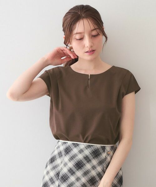 index / インデックス カットソー | ビジューキーネックフレンチトップス【洗濯機OK・接触冷感・UVケア】 | 詳細9