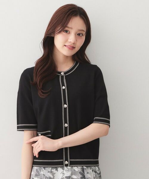 index / インデックス カーディガン・ボレロ | バイカラーダブルライン半袖カーディガン【洗濯機OK／UVケア】 | 詳細13