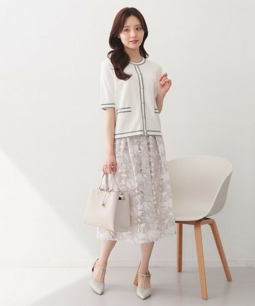 index / インデックス カーディガン・ボレロ | バイカラーダブルライン半袖カーディガン【洗濯機OK／UVケア】 | 詳細2